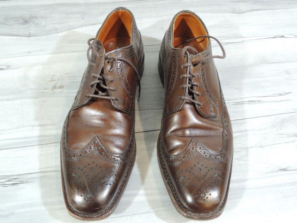 Men's Allen Edmonds Wingtip Oxford Brown Leather Dress Shoes 10D