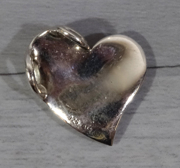 Sterling Silver 925 Cute Pink & Silver Glitter Rhinestone Heart Pendant 3.1g