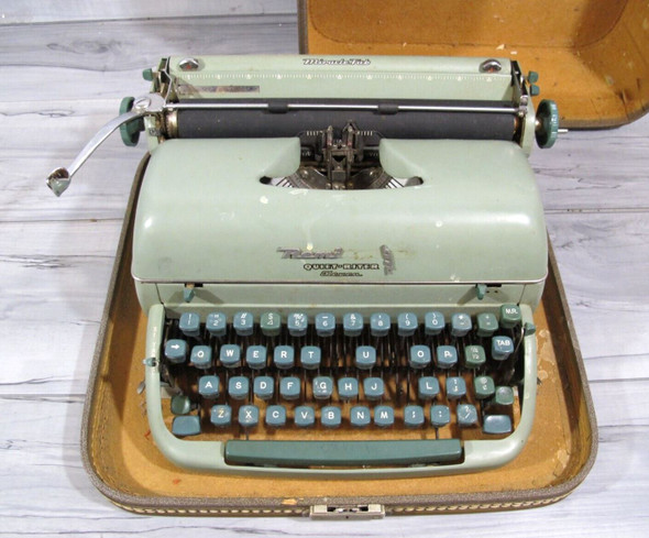 Vintage Remington Quiet-Riter Eleven Typewriter - Green w/ Case - Missing keys