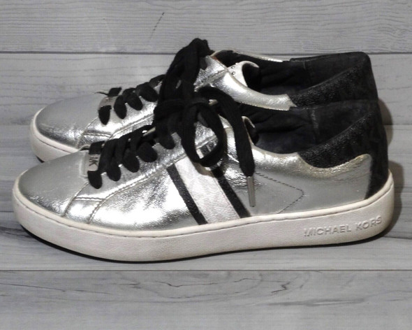 Michael Kors Silver Leather Sneakers Women's Size 6M
