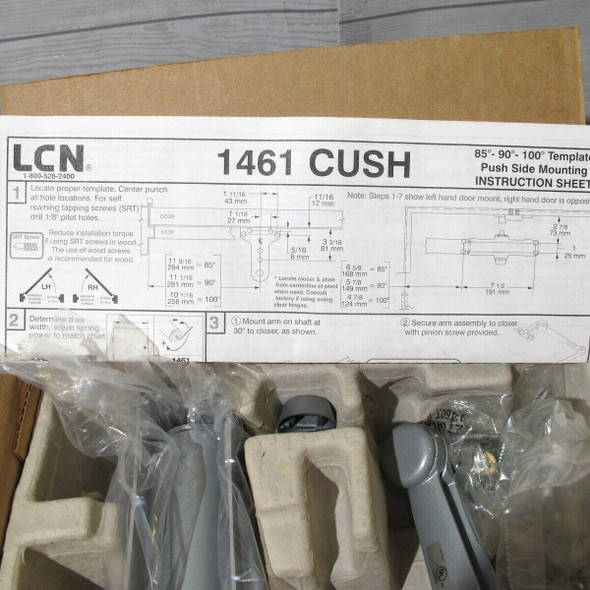 LCN Surface Mounted Door Closer Aluminum Finish Cush-N-Stop Arm 1461 CUSH *New