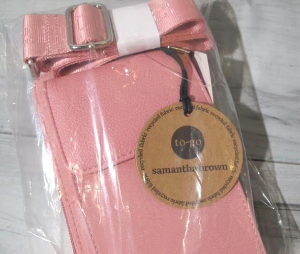 Samantha Brown Crossbody Purse To Go Belt Bag for Phone 8" x 4.5" x 1" PINK *NEW