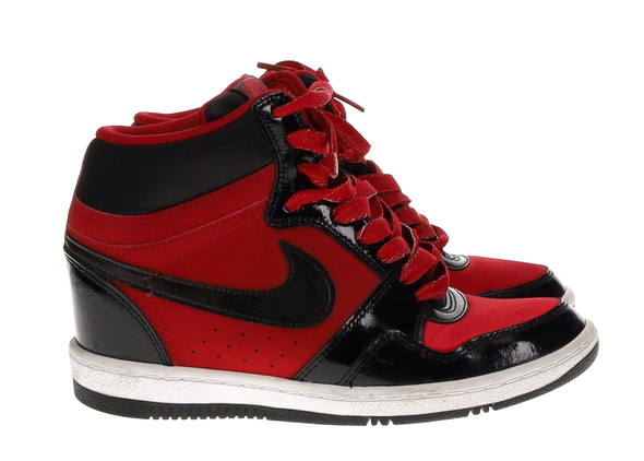 Nike Force Dunk Sky Hi High Hidden Wedge Heel Black Red - Women's Size 8