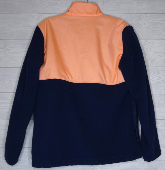 Adidas Navy & Pale Orange Quarter Zip Fleece Pullover Sweater Men's Size Small