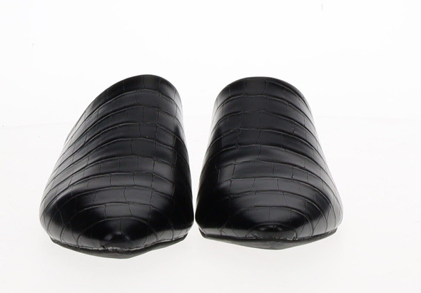 Qupid Swirl Slides Black Croc Embossed Faux Leather Women's Size 6 *New No Box