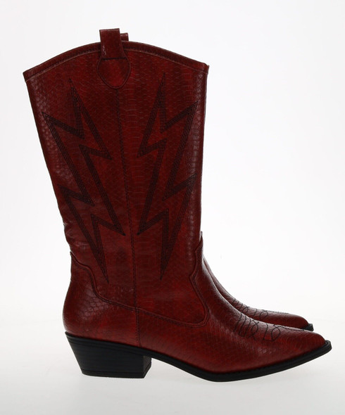 Dirty Laundry Women's Josea Snake Embossed Western Boots Red Size 8.5 NEW NO BOX
