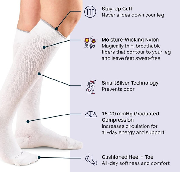 Gales x Comrad Knee High Compression Socks, Solid White Women's Size 6-10/Men's Size 4-9 *NEW*