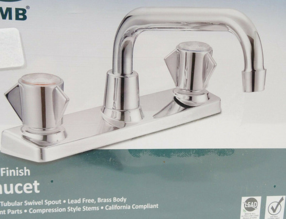 Aqua Plumb 2-Handle Kitchen Faucet in Brilliant Chrome 1812301  NEW