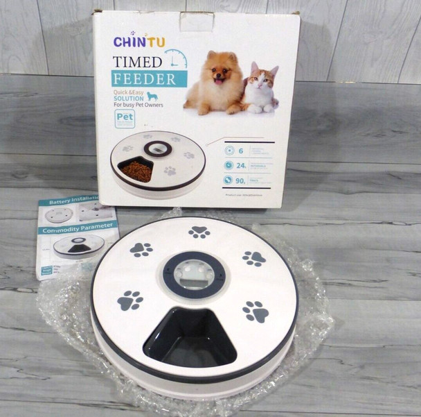 CHINTU Auto Programmable 6 Meal Timed Dog Cat Feeder Bowl Dispenser *New in box