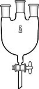 Flask, Round Bottom, Three-Neck, with Bottom Outlet