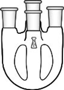 Flask, Round Bottom, Four-Neck, Vertical Sides with Morton Indents