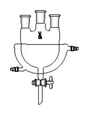Flask, Round Bottom, Three-Neck, Vertical Sides, Jacketed with Stopcock