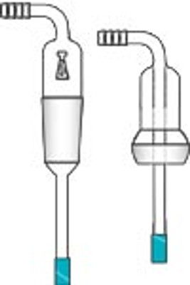 Adapter, 90-Degree Bend, Inner or Ball Joint w/ Hose Connection and Delivery Tube w/ Cylindrical Frit