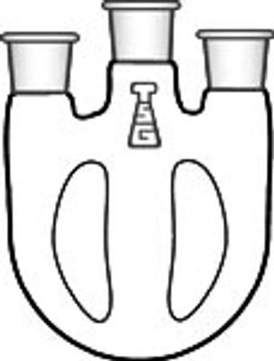 Flask, Round Bottom, Three-Neck, Morton Indents, Micro