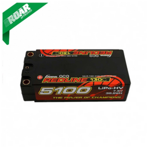 GEA51002S13D5  Gens ace Redline Series 5100mAh 7.6V 130C 2S2P Hard Case HV Shorty LiPo Battery