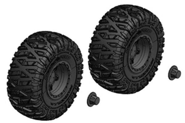 00250-092-B  Tire and Wheel Set - Truck - Black Rims - 1 Pair: Mammoth, Moxoo, Triton