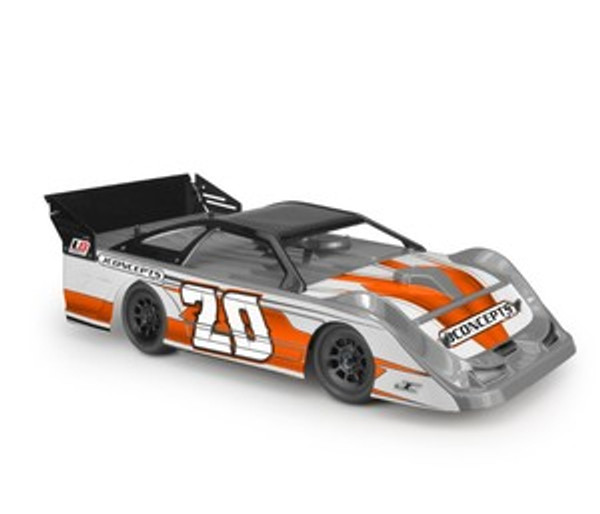 JCO0425L  L8D "decked" 10.25" Wide 1/10th Late Model Body, w/ Rear Super Spoiler - Lightweight