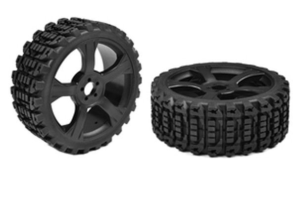 00180-611  Off-Road 1/8 Buggy Tires - Xprit - Glued on Black Rims - 1 pair