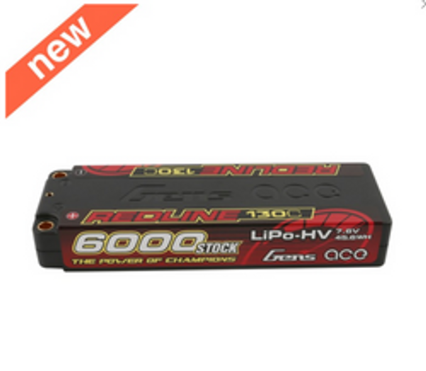 Gens ace Redline Series 6000mAh 7.6V 130C 2S2P HardCase HV Lipo Battery