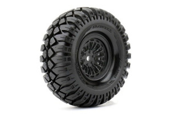 ROPR6003-B  Hardrock 1/10 Crawler Tires Mounted on Black 1.9" Wheels, 12mm Hex (1 pair)