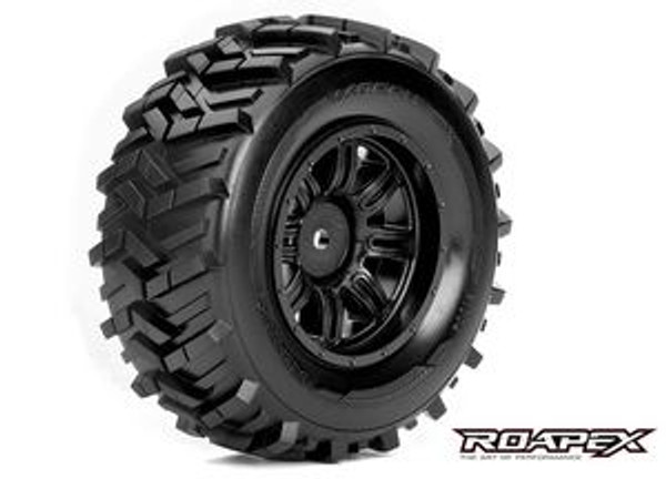 ROPR1004-B  Morph 1/10 Short Course Tires, Mounted on Black Wheels, 12mm Hex (1 pair)