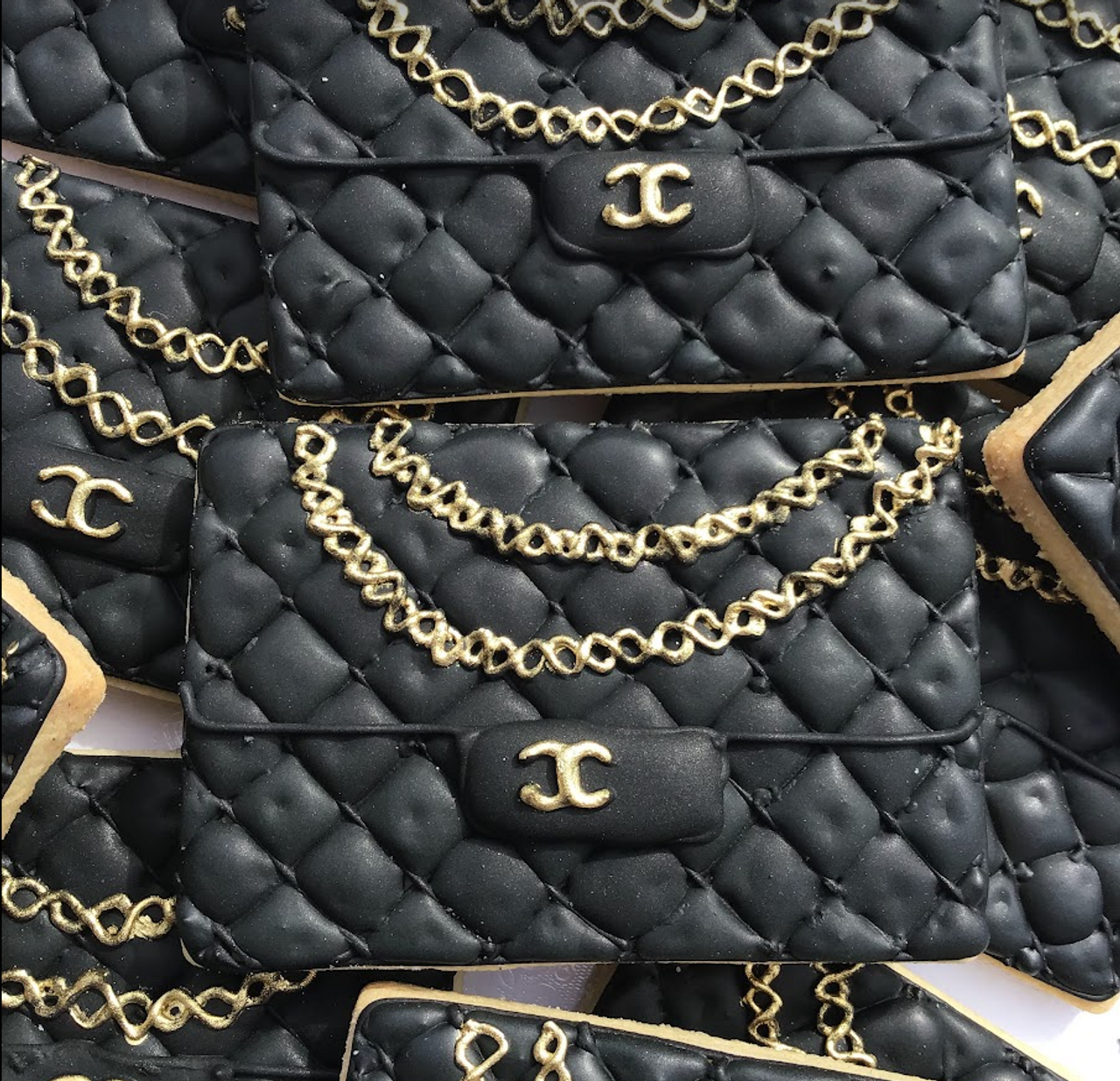 Chanel Bag Icing Cookies - 8 per 9x13 Gift Platter