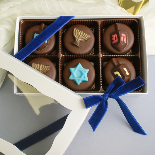 Chanukah Theme Chocolate Dipped Cookies-6 Per Gift
