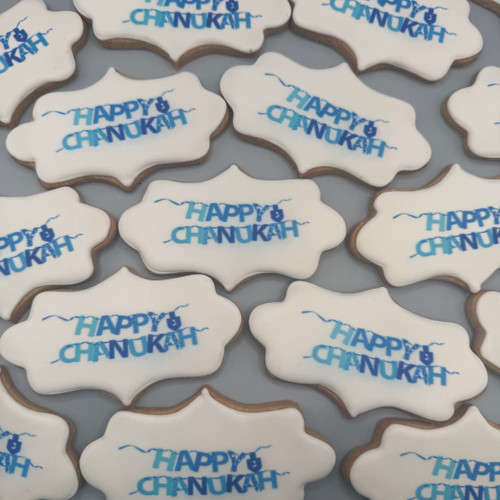 Chanukah "Happy Chanukah" Banner Cookies - 12 per 9x13 Platter