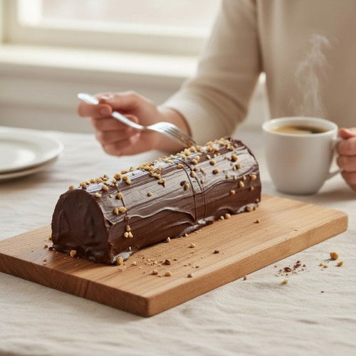 KOSHER FOR PASSOVER (NON-GEBRUCHTS) 7.5" Chocolate Logs: Praline Crunch-2 per 9x13