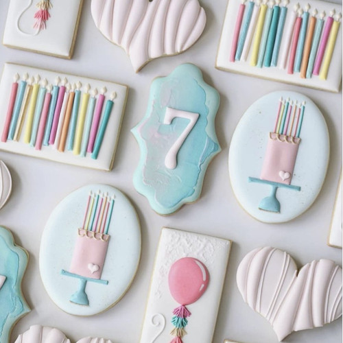 Assorted Pastel Birthday Cookies - 12 per 9x13