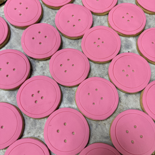 Pink Button Cookie Set - 12 per Tray