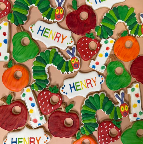Custom Name Caterpillar Cookie Set - 12 per Tray