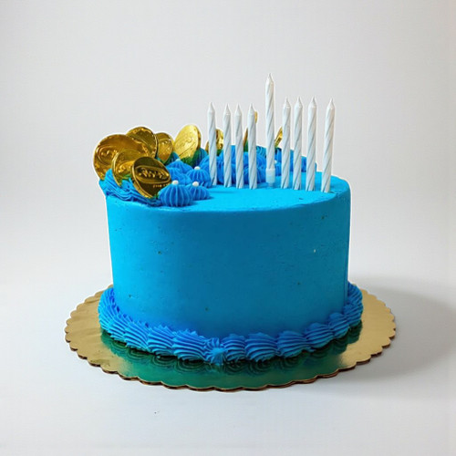 7" Chanukah Gelt Cake With Menorah