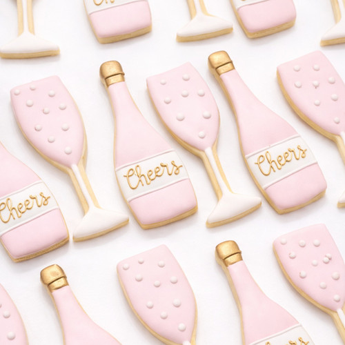 Champagne Glass & Bottle Cookies