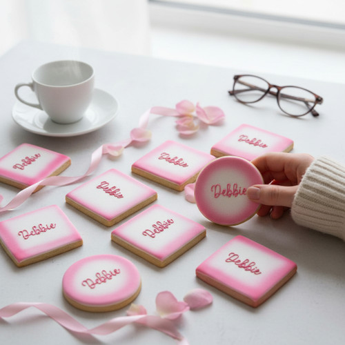 Custom Name Airbrushed Cookie – 12 per Tray