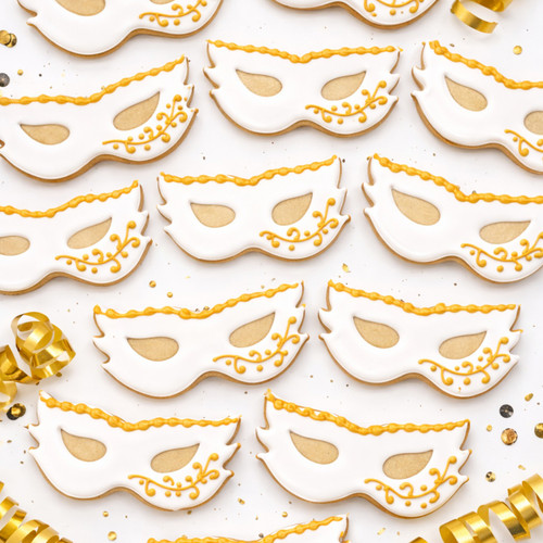 Yellow and White Mask Cookies- 12 per Tray
