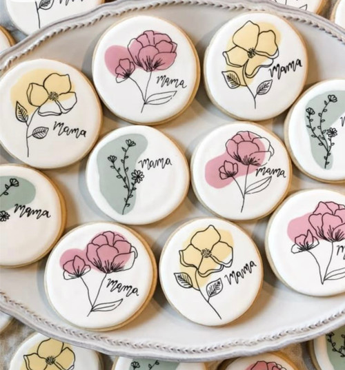 Assorted Abstract Flower Cookies – Pastel Colors (12 per Tray)