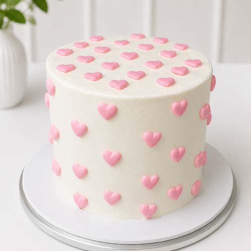 8"  3D Pink Hearts Cake