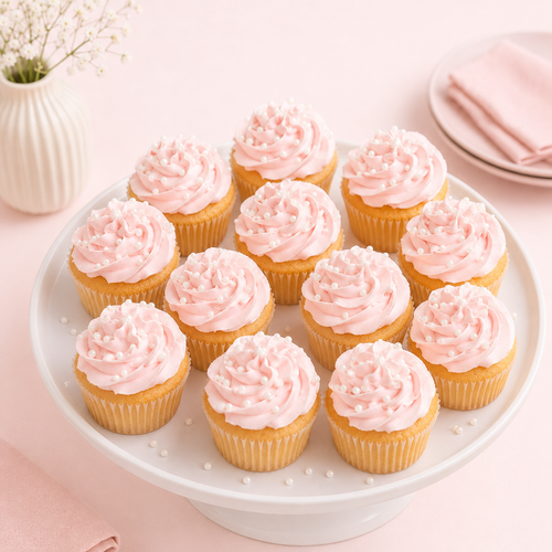 Baby Girl Pink Pearl Cupcakes-12 per 9x13