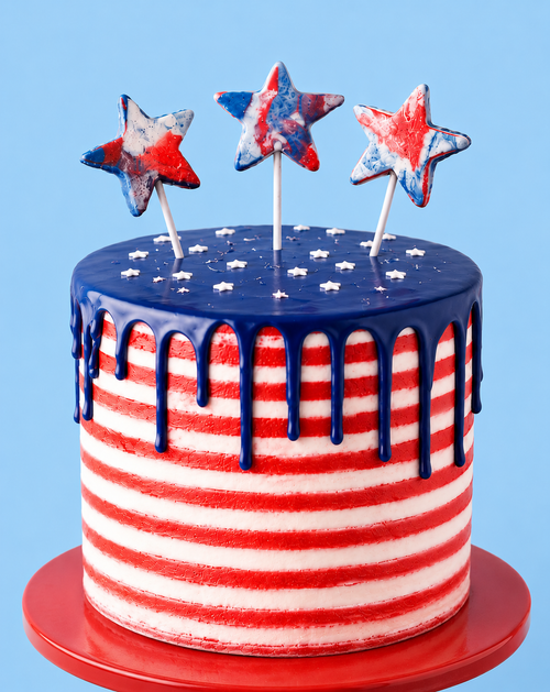 July 4th Stripes and Stars 7" Cake