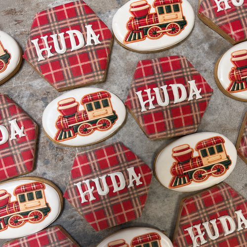 Plaid & Train Cookies-12 per 9x13 Gift Platter