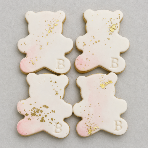 Watercolor Pink Fondant Bear Cookies-12 per 9x13 Gift Platter