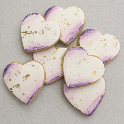 Watercolor Heart Fondant Cookies-12 per 9x13 Gift Platter