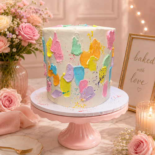 8" Paint Splatter Birthday  Cake