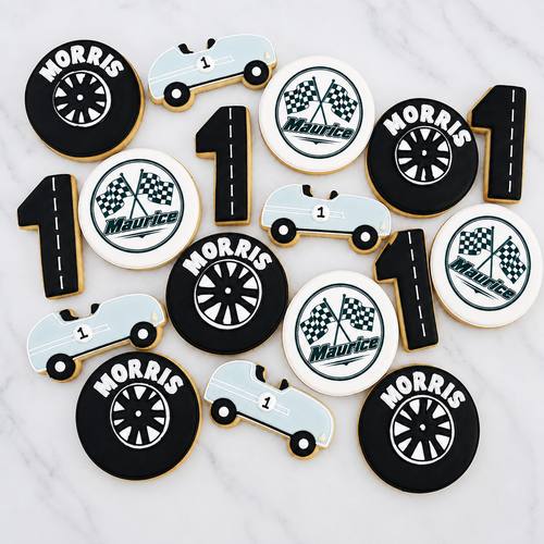 Little Racer Birthday Cookies-12 per 9x13 Gift Platter