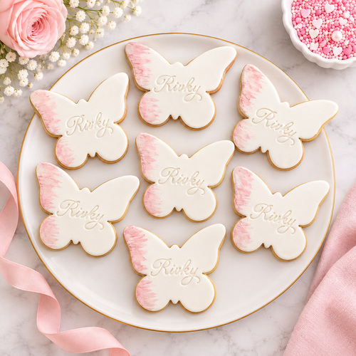 Blush Butterfly Cookies -12 per 9x13 Gift Platter