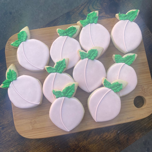 Peaches Icing Cookies 9x13 Gift Platter Elegant Desserts NY