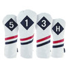 Ram Golf Vintage PU Leather Headcovers Set, White, Driver, Woods, Hybrid 1,3,5,x