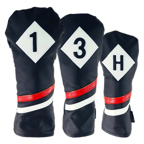 Ram Golf Vintage PU Leather Headcovers Set, Black, Driver, Wood, Hybrid (1,3,x)