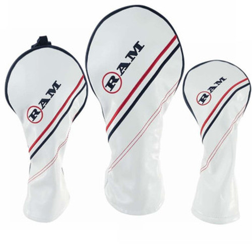Ram FX Golf Club Headcovers for Driver, Woods, White (1-3-5)